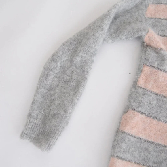 Immagini Grey & Pink Stripe 50% Alpaca 22% Wool Crewneck Sweater M - Picture 8 of 11